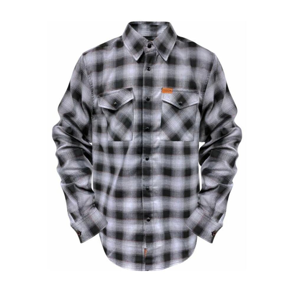 Dixxon Flannel Big Twin Plaid Snap Front Long Sleeve Shirt Men's 2X Black Gray